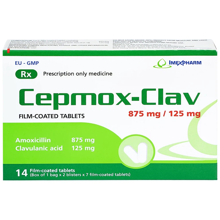 Amoxicilin (Cepmox-Clav 875 mg-125 mg) 875mg ; 125mg